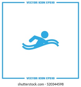 swim icon vector illustration eps10. Isolated badge swimmer for website or app - stock infographics