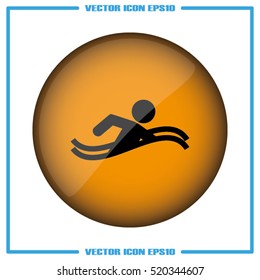 swim icon vector illustration eps10. Isolated badge swimmer for website or app - stock infographics