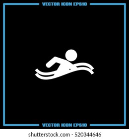 swim icon vector illustration eps10. Isolated badge swimmer for website or app - stock infographics
