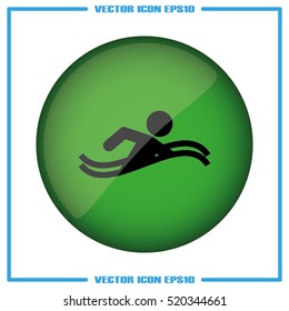 swim icon vector illustration eps10. Isolated badge swimmer for website or app - stock infographics