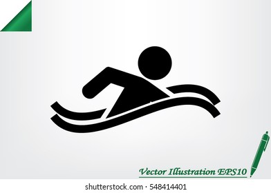 swim icon vector illustration eps10. Isolated badge swimmer for website or app - stock infographics