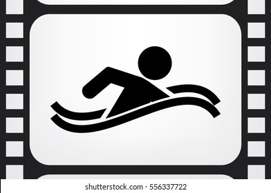 swim icon vector illustration eps10. Isolated badge swimmer for website or app - stock infographics