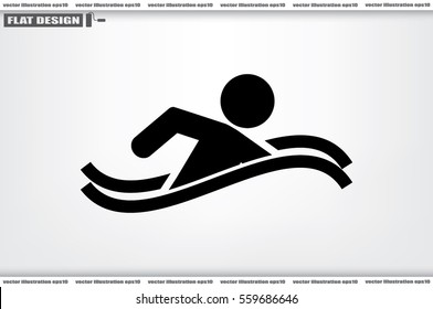 swim icon vector illustration eps10. Isolated badge swimmer for website or app - stock infographics.