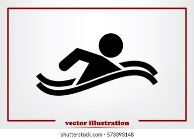 swim icon vector illustration eps10. Isolated badge swimmer for website or app - stock infographics.