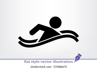 swim icon vector illustration eps10. Isolated badge swimmer for website or app - stock graphics