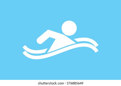 swim icon vector illustration eps10. Isolated badge swimmer for website or app - stock infographics.