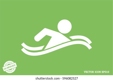 swim icon vector illustration eps10. Isolated badge swimmer for website or app - stock infographics