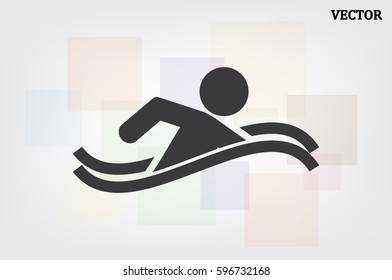 swim icon vector illustration eps10. Isolated badge swimmer for website or app - stock infographics