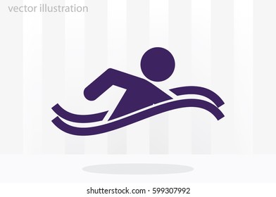 swim icon vector illustration eps10. Isolated badge swimmer for website or app - stock infographics