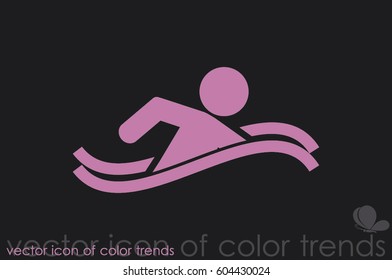 swim icon vector illustration eps10. Isolated badge swimmer for website or app - stock infographics