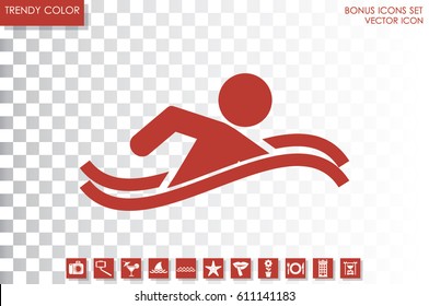swim icon vector illustration eps10. Isolated badge swimmer for website or app - stock infographics