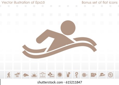 swim icon vector illustration eps10. Isolated badge swimmer for website or app - stock infographics