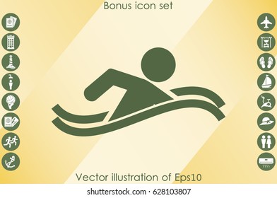 swim icon vector illustration eps10. Isolated badge swimmer for website or app - stock infographics