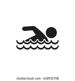 Swim icon, vector isolated swimming man simple symbol.