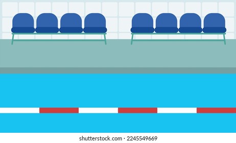 Swim lane in the pool and spectator seats