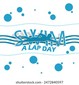 Swim a Lap Day event banner. Illustration of someone swimming on white background to celebrate on June 24th