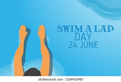 Swim A Lap Day, June 24, Rubber Stamp, Vector Illustration