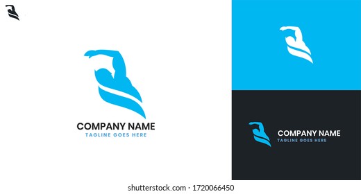 Logotipo Swim - Todos los elementos de esta plantilla son editables con software vectorial, adecuado para el negocio de logotipos deportivos / industria.