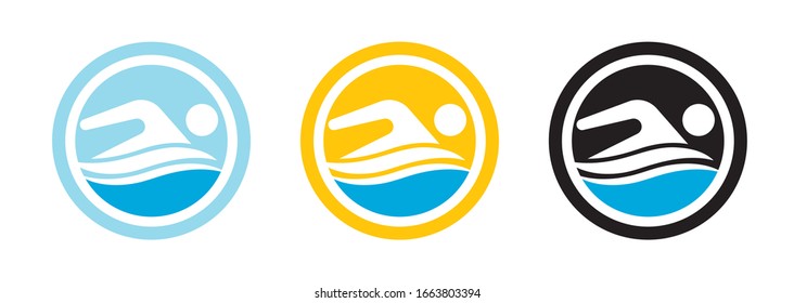 Swim logo for application or website. Swimming championship icon.