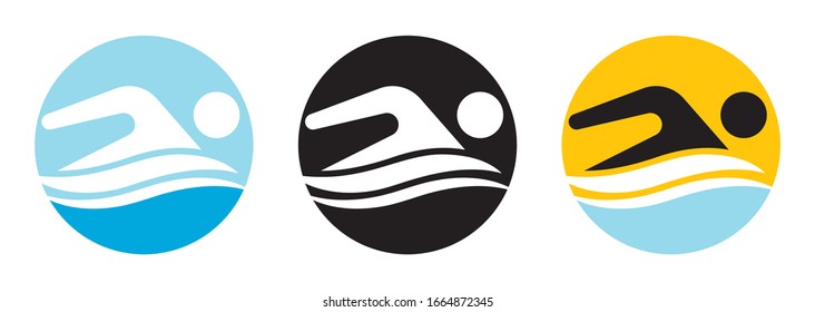 Swim logo for application or website. Swimming championship icon.