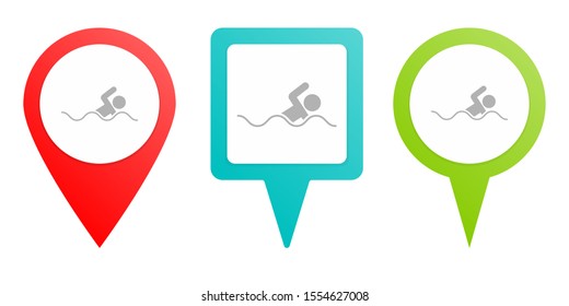 Swim, man pin icon. Multicolor pin vector icon