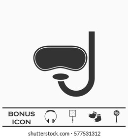 Swim mask icon flat. Black pictogram on white background. Vector illustration symbol and bonus button