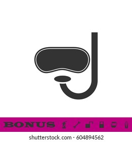 Swim mask icon flat. Black pictogram on white background. Vector illustration symbol and bonus button