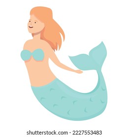 Swim mermaid icon cartoon vector. Cute sea girl. Princess hair
