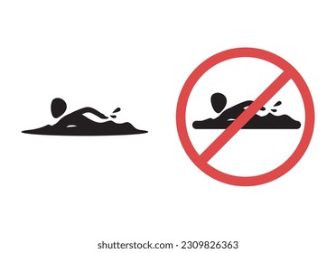 Swim and No Swimming Area Symbol Set. information illustration vector