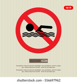 Swim. Not Allowed Sign, vector