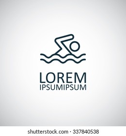 swim outline, thin, flat, digital icon for web and mobile
