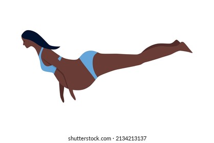 Swim pool people composition with isolated human character of pregnant woman in swimsuit vector illustration