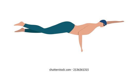 Swim pool people composition with isolated human character of swimming man vector illustration