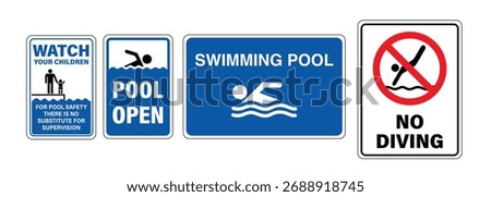 Swim Pool Signs Vector Outline