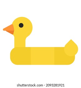 swim ring duck flat clipart vector illustration