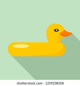 Swim ring duck icon. Flat illustration of swim ring duck vector icon for web design