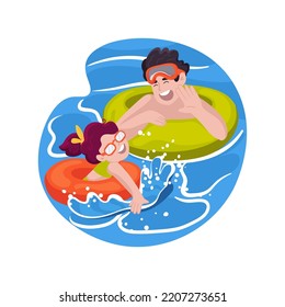 Swim ring isolated cartoon vector illustration. Family leisure time, backyard fun, children in a swimming pool, colorful swim ring, enjoying the summer outdoor, weekend activity vector cartoon.