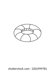  Swim Ring line art shown on a white background. coloring Page Isolated for Kids. for home decor such as posters, wall art, tote bag, t-shirt print, sticker.