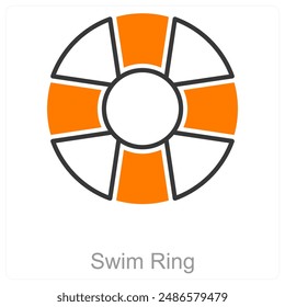 Swim Ring and pool icon concept