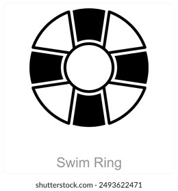 Swim Ring and pool icon concept