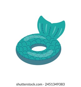 Swim rings, pool games rubber toys, colorful lifebuoys. Swimming circles, cute pool  in the shape of a mermaid tail