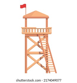Swim security tower icon cartoon vector. Guard life. Ocean safety
