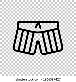 Swim short or underwear clothes. Black editable linear symbol on transparent background