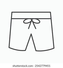 Swim shorts icon in black and white outlined stroke