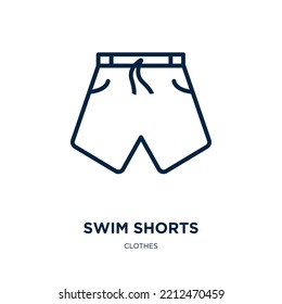 Swim Shorts Icon From Clothes Collection. Thin Linear Swim Shorts, Vacation, Shorts Outline Icon Isolated On White Background. Line Vector Swim Shorts Sign, Symbol For Web And Mobile