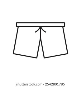 Icono de pantalones cortos de natación estilo de línea negra simple.