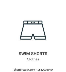 Swim shorts outline vector icon. Thin line black swim shorts icon, flat vector simple element illustration from editable clothes concept isolated stroke on white background