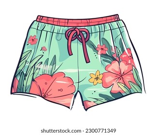 Swim shorts tropical style icon isolated