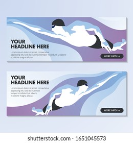 Swim Sport Athlete Banner Background Design for The Sport Competition Promotion