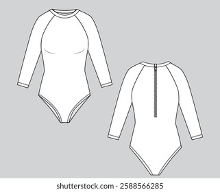 Swim Suit Tech Drawing - Full Sleeved